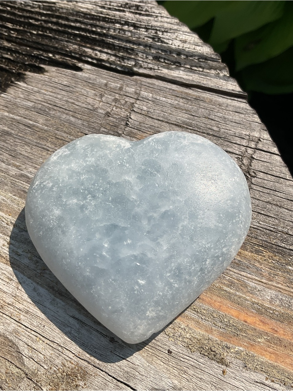 BLUE CALCITE HEART CRYSTAL LIGHT BLUE WHITE LARGE BEAUTY